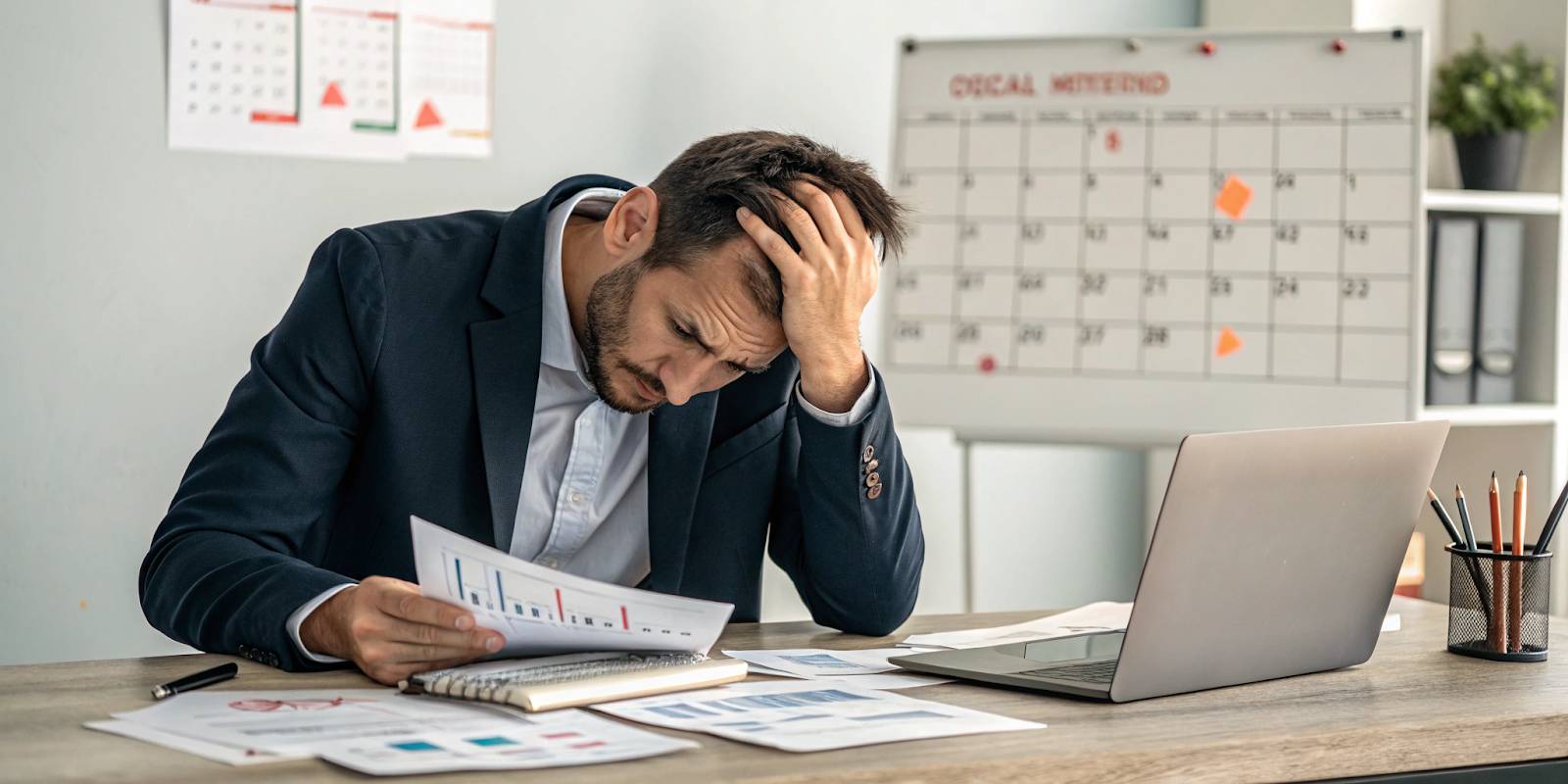 Illustration d'un entrepreneur qui commet des erreurs fiscales et perd de l'argent